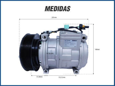 Compressores COMPRESSOR MAHLE - JOHN DEERE 3510/3520 COLHEDORA 10PA17 8PK 12V Imagem 3