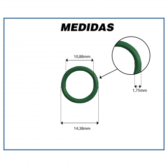 Conexões ANEL BORRACHA O'RING #8 R-134 A VERDE Imagem 1