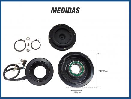 Componentes KIT EMBREAGEM COMPRESSOR DENSO - 6P148 / 10P15 Polia 1A 12V - NEW HOLLAND / JOHN DEERE / BC146600-97602C Imagem 2