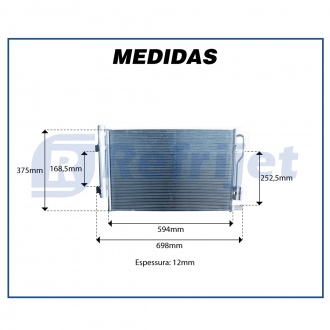 Condensadores CONDENSADOR CHEVROLET COBALT / PRISMA / SPIN / ONIX - FLUXO PARALELO OEM-52083727 - 2008>2018 Imagem 6