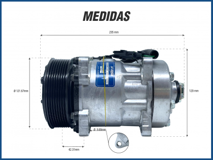 Compressores COMPRESSOR SANDEN EDGE FLX7 4866 8 ORELHAS PV8 119MM 24V R134A Imagem 5