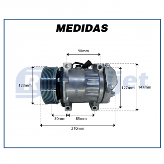 Compressores COMPRESSOR  7H15 MAQUINA JCB POLIA 8PK 124MM 12 VOLTS Imagem 8