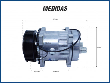 Compressores COMPRESSOR 7H15 8 ORELHAS R134 12 V PV8 SAIDA HORIZ. Imagem 4