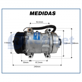 Compressores COMPRESSOR SANDEN EDGE - FLX7 4327 PV8 119MM 24V R134A  FURO PASSANTE Imagem 7