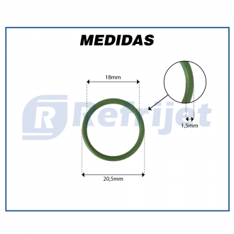 Conexões ANEL BORRACHA O'RING #12 R-134 A VERDE Imagem 1