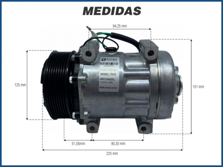 Compressores COMPRESSOR 7H15 FLX7 4420 119MM 24V R134A  FURO PASSANTE Imagem 5