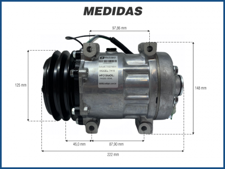 Compressores COMPRESSOR 7H15 FLX7 4052 2A 125MM 24V R134A FURO PASSANTE Imagem 5