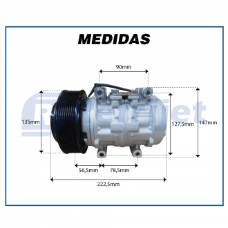 Compressores COMPRESSOR 10P15 MERCEDES BENZ 1938 24V POLIA 9PK 144MM Imagem 7