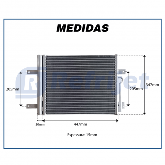 Condensadores CONDENSADOR FIAT PALIO MOTOR E-TORQ / SIENA / STRADA FASE III 2009> MODELO DENSO SISTEMA BEHR FLUXO PARALELO OEM-51834975 Imagem 4