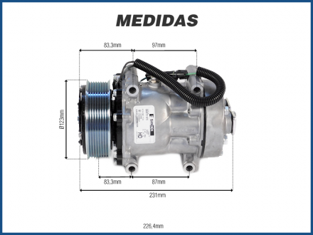 Compressores COMPRESSOR SANDEN FLX7 4327 PV8 119MM 24V R134A  FURO PASSANTE Imagem 4