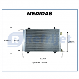 Condensadores CONDENSADOR CITROËN C4 PICASSO 2.0 16V GASOLINA / C4 2.0 16V FLEX 2009> / C4 LOUNGE THP / PEUGEOT 307 / 308 / 3008 / 408 / RCZ FLUXO PARALELO OEM-6455 Imagem 5