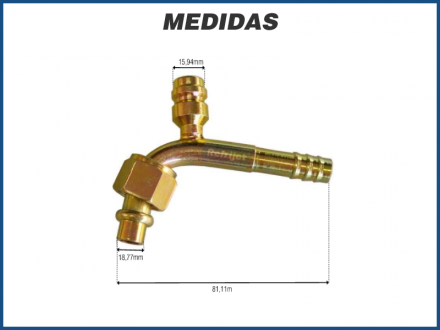 Conexões CONEXÃO 90 FÊMEA AÇO #6 ORING C/ADAP. R-134A S/CLIP Imagem 1