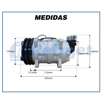 Compressores COMPRESSOR  TM-16HD 46011 12V 8 ORELHAS R-134A 2A Imagem 7