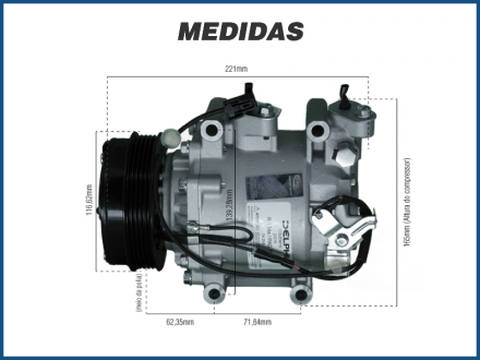 Compressores COMPRESSOR DELPHI - HONDA FIT / CITY 1.4 / 1.5 - 2009>2014 Imagem 5