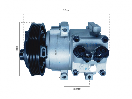 Compressores COMPRESSOR HANON - FORD FIESTA 1.0/1.6 - 2004>2012 / ECOSPORT 1.0/1.6 - 2006>2014 Imagem 4