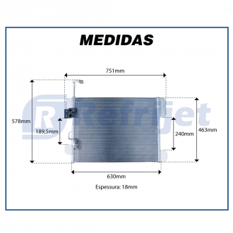 Condensadores CONDENSADOR CAMINHÃO MERCEDES BENZ AXOR FLUXO PARALELO Imagem 7