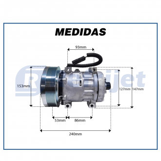 Compressores COMP. SANDEN  7H15 4109 12V 8PK 152MM CASE 8000 8800 2013> Imagem 6