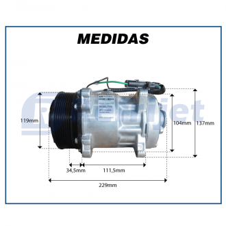 Compressores COMPRESSOR  FLX7 4866 8 ORELHAS PV8 119MM 24V R134A Imagem 7