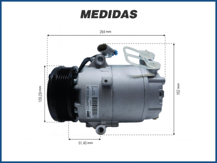 Compressores COMPRESSOR VALEO - FIAT PALIO / PUNTO / STILO / IDEA / STRADA / DOBLO / CHEVROLET CORSA / MONTANA / MERIVA - 1.0 / 1.8 - 2003>2009 Imagem 4