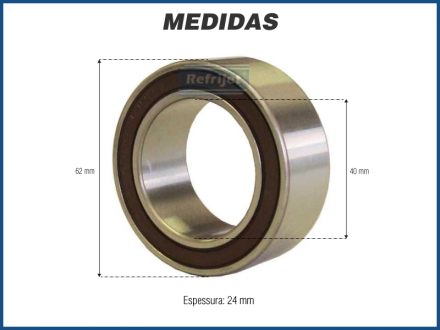 Componentes KIT ROLAMENTO POLIA COMPRESSOR SD508 / 6P148 40X62X24 MM Imagem 1