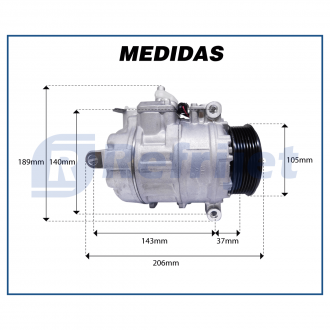 Compressores COMPRESSOR 7SEU17C-PV7 SPRINTER LADO ESQUERDO DO MOTOR / MERCEDES BENZ C200 00/01/ LAND ROVER DISCOVERY / TOUAREG V8 / PORSCHE PANAMERA - 7PK Imagem 7