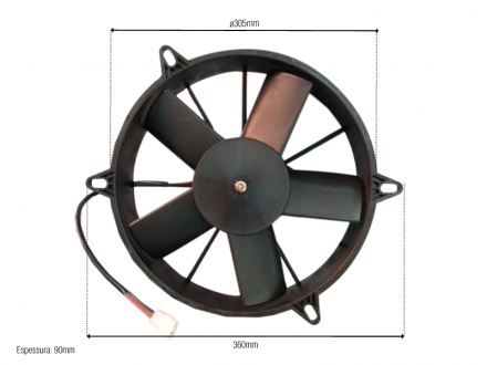 Eletroventiladores ELETROVENTILADOR UNIVERSAL PERFIL ALTO 11" 12V ASPIRANTE Imagem 2