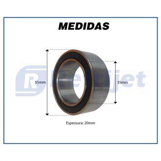 Componentes KIT ROLAMENTO POLIA COMPRESSOR SANDEN 7B10 35X55X20MM Imagem 2