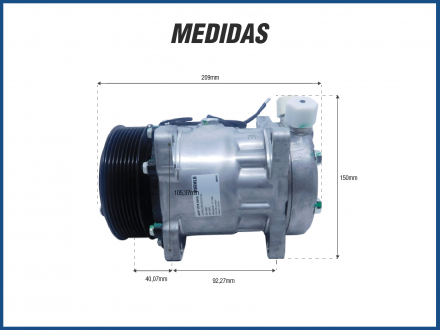 Compressores COMPRESSOR MAHLE 7H15 8 ORELHAS 8PK 12V 119MM SAIDA VERTICAL Imagem 4