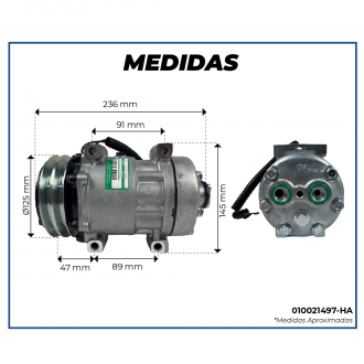 Compressores COMPRESSOR SANDEN REFRIJET 7H15 FLEX (4419) 2A 125MM 12V 4 FUROS PASSANTE R134A Imagem 8